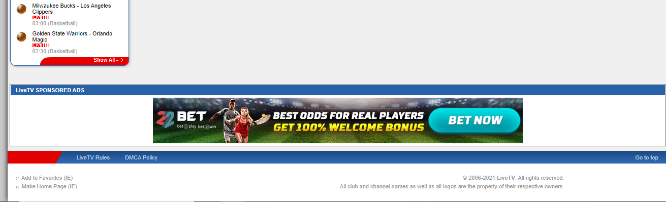 Live TV Interface Screenshot